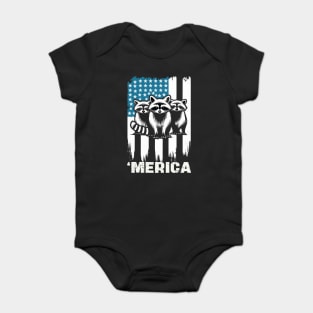 Funny Raccoon American Flag Baby Bodysuit